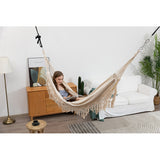 Macrame Fringe Hammock for camping, traveling, hiking and holiday use