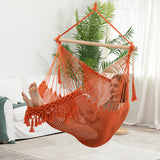 Handwoven Cotton Rope Hammock Chair with Tassle,for Bedroom, Indoor and Outdoor