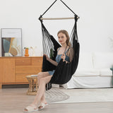 Hammock Chair Hanging Rope Swing, Max 500 Lbs,with Two Cushions and Pocket, for indoor and outdoor