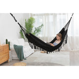 Macrame Fringe Hammock for camping, traveling, hiking and holiday use