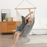 Hammock Chair Hanging Rope Swing, Max 500 Lbs,with Two Cushions and Pocket, for indoor and outdoor