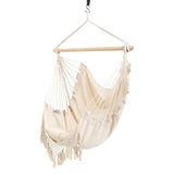 Hammock Chair Hanging Rope Swing, Max 500 Lbs,with Two Cushions and Pocket, for indoor and outdoor