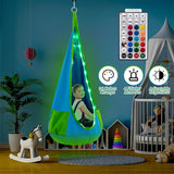 Light Up Kids Pod Swing Seat with Multiple LED Light Modes and Inflatable Pillow , for Kids Indoor Outdoor